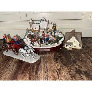 Thomas Kinkade Illuminated "Bringing Home the Tree" Musical Christmas Village